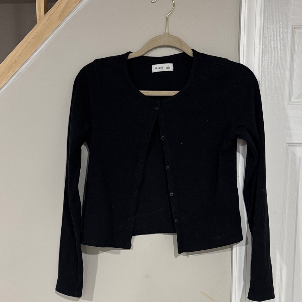 Hollister Black Ribbed Cardigan